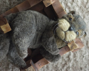 Op voorraad, realistisch knuffeldier babyotter, pluche otter, levensechte knuffelotter, realistisch zacht pluche otter
