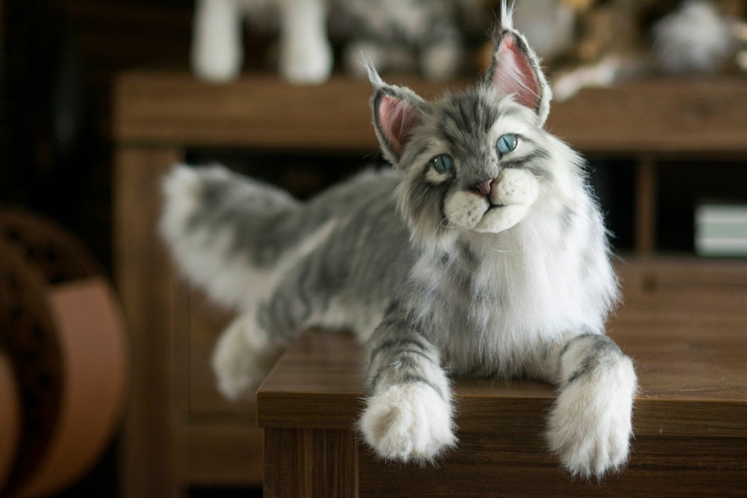 Made to Order 50 Cm Realistic Maine Coon Cat Stuffed Plush, Lifelike