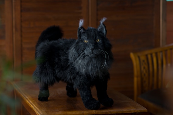 値下げ中 黒猫 ぬいぐるみ リュック メインクーン 大きなメインクーンのぬいぐるみ、黒猫のぬいぐるみレプリカ、本物