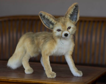 MADE TO ORDER - Realistic stuffed fennec fox plush toy, lifelike stuff animal replica, soft fox plush, poseable fennec fox, hunter gift idea