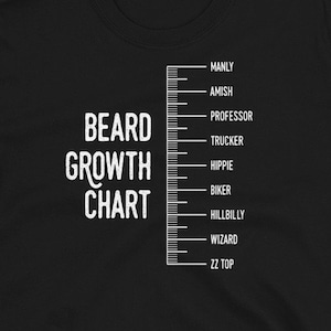 Carta de crecimiento de la barba - camiseta divertida de los hombres de manga corta