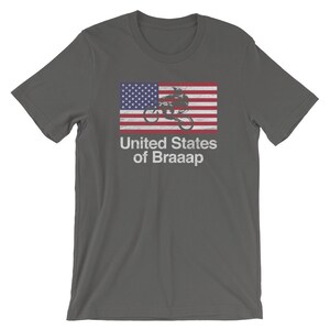 Motocross t-shirt United States of Braaap USA Flag dirtbike cycle tee Distressed Print Style, Old-School Short-Sleeve Unisex T-Shirt image 5