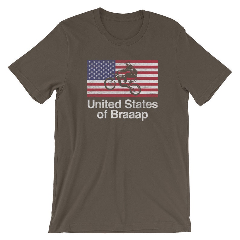 Motocross t-shirt United States of Braaap USA Flag dirtbike cycle tee Distressed Print Style, Old-School Short-Sleeve Unisex T-Shirt image 8