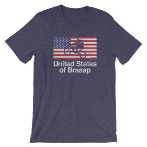 Motocross t-shirt United States of Braaap USA Flag dirtbike cycle tee Distressed Print Style, Old-School Short-Sleeve Unisex T-Shirt image 4