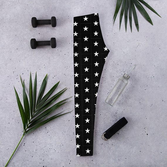 Black leggings with white stars sales
