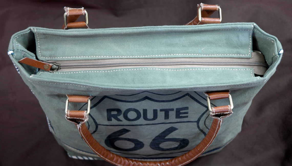 Vintage Canvas Bag Route 66 Etsy