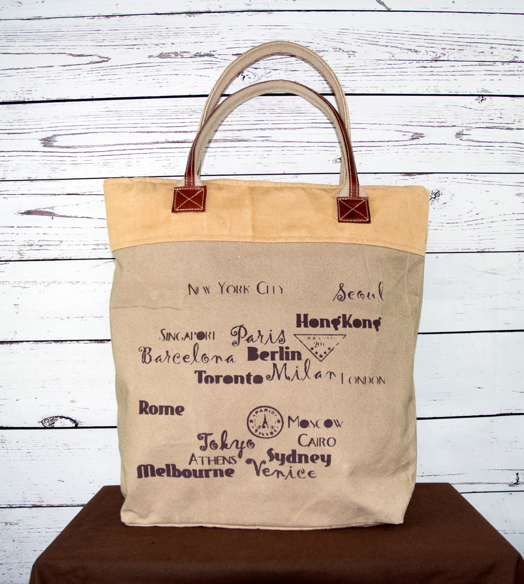 Vintage Canvas Bag With City Names - Etsy UK