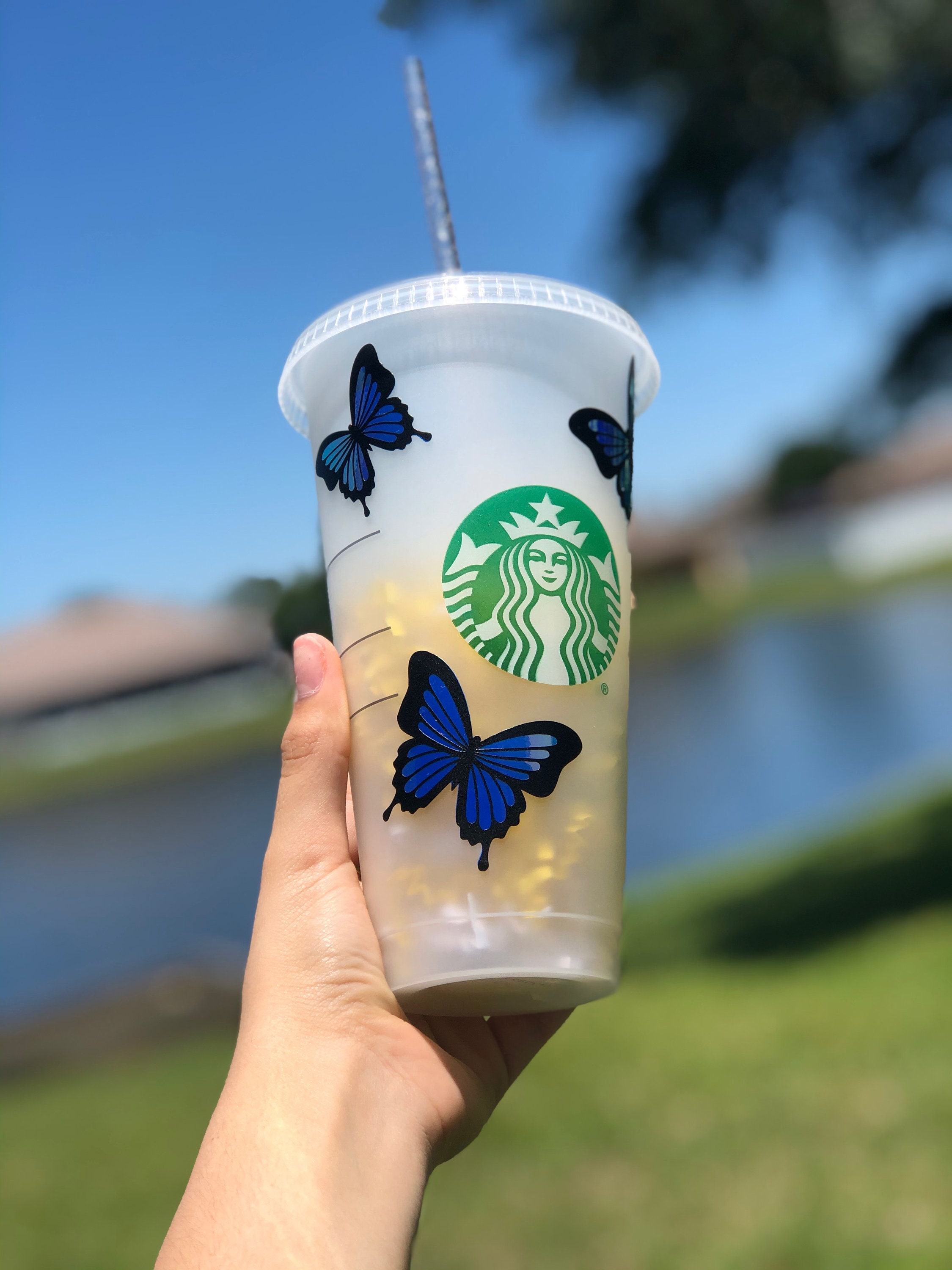 24oz Butterfly Reusable Venti Personalized Design Print Plastic