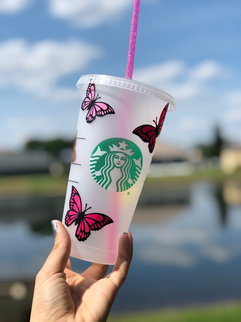 Custom Butterfly Cup | Starbucks Tumbler | Cup with butterflies  | Starbucks Cup | Cute reusable cup | Butterflies | Personalized Cup 