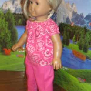 Pink Peasant Top with short Sleeves for 18 inch dolls like American Girl and My Life Dolls