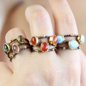 925 Silver Agate Ring,Natural Gemstone Boho Ring,Red Agate Statement Ring,Unique Adjustable Rings Birthday Gift for Mom,Valentine Gifts