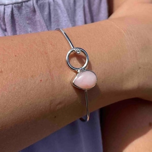 Rose Quartz Bangle: Handmade Sterling Silver Cuff Bracelet