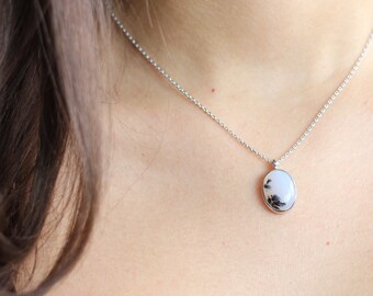 925 Silver Agate Pendant Necklace: Handmade Gemstone Jewelry