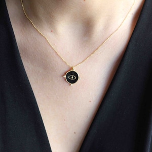 Evil Eye Protection Necklace,Evil Eye Jewelry,18K Gold Dainty Layering Necklace,Minimal Evil Eye Charm,Unique Jewelry Gift for Her, Mom Gift