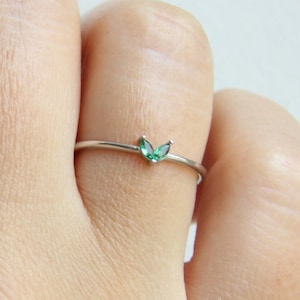 Minimale zilveren hart ring sierlijke kleine Zirconia ring Sterling zilveren sierlijke stapel ring verstelbare CZ eenvoudige ring handgemaakte geschenken voor haar
