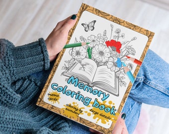 10 PDF Memory Coloring Book for People with Dementia, Alzheimer's, Parkinson's, Autism, Stroke - 10 Large Simple Coloring Pages Activities