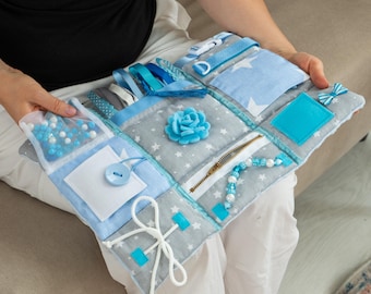 Dementia Fidget Mat – Soft Sensory Lap Blanket for Alzheimer’s Dementia, Fiddle Activity Quilt, Occupational Therapy Tool, Nursing Home Gift