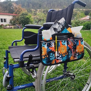 Armrest Bag for Wheelchair Useful Gift Mobility Aid, Stylish Small Walker Tote Multifunctional Wheelchair Storage Side Bag Waterproof Fabric