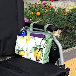 Wheelchair Armrest Bag, Walker Side Bag with Zippered Top, Small Walker Bag, Rollator Pouch, Powerchair Organizer, Wheel chair Accessories