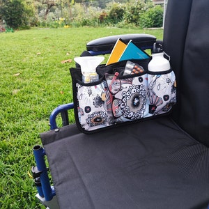 Wheelchair Bag Organizer, Senior Support, Wheel chair arm rest bag, Rollstuhltasche, Wheelchair accessory bag with zip