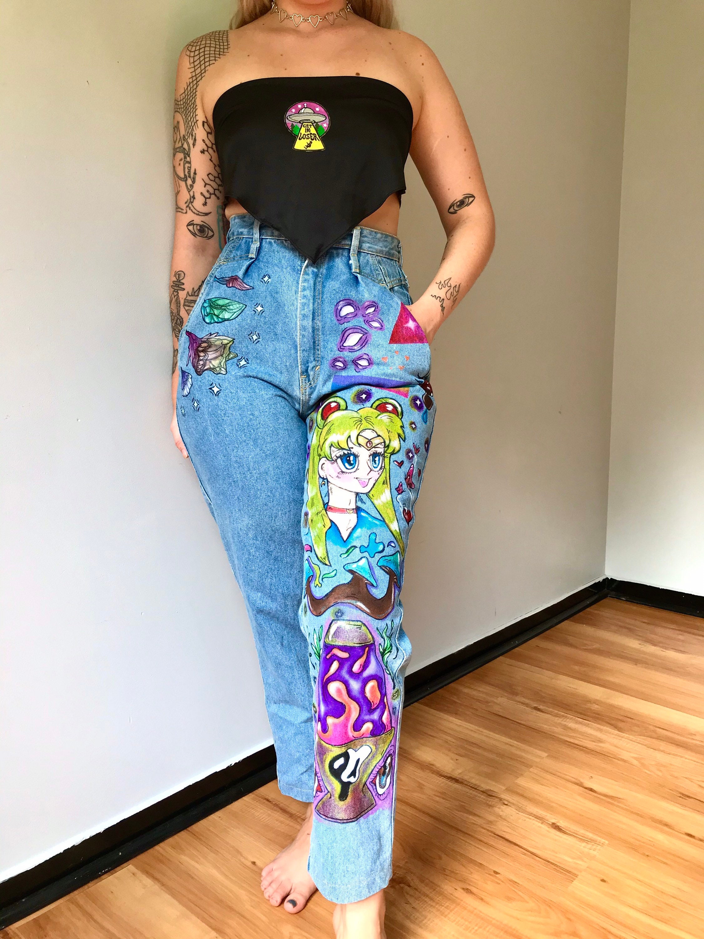 Custom trippy jeans | Etsy