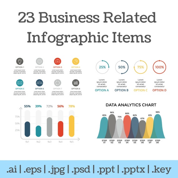 23 Business Infographic Set Ai Eps Psd Jpg Keynotes Etsy
