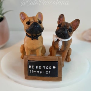 Bulldog wedding top cake topper