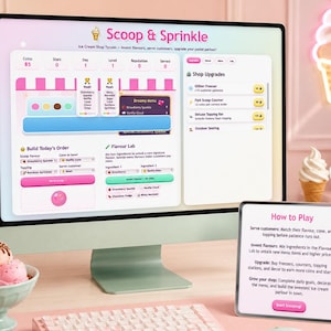 Playable Ice Cream Shop Tycoon Browser Game, Cute HTML Dessert Shop Game, Kids Ice Cream Business Game, Digital Download ZIP File
