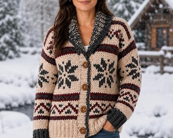 Alpine Winter Crochet Cardigan Guide PDF Pattern, Cosy Chunky Crochet Sweater Tutorial, DIY Winter Cardigan, Instant Download