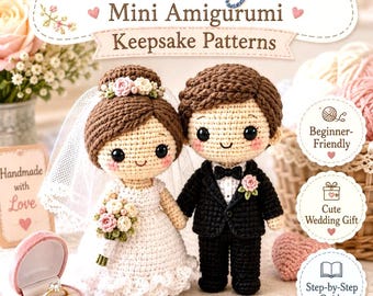 Bride & Groom Mini Amigurumi Crochet Pattern PDF, Wedding Keepsake Dolls, Beginner Crochet Tutorial | Digital Download