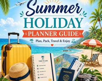 Summer Holiday Planner Printable Bundle, Family Vacation Planner PDF, Travel Itinerary, Packing Checklist, Budget Tracker,Beach Trip Planner