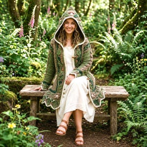 Forest Fairy Hooded Cardigan Crochet Pattern PDF | Woodland Crochet Jacket with Hood, Pockets & Toggle Closures, Instant Download