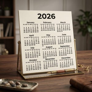 Printable 2026 calendar digital download with a simple year-at-a-glance design showing all 12 months on one easy-to-read page. This instant download includes black and white, coloured, and fantasy-style calendar versions in multiple sizes, ideal for printing at home and using for yearly planning, office organisation, school schedules, goals, holidays, deadlines, and important dates.