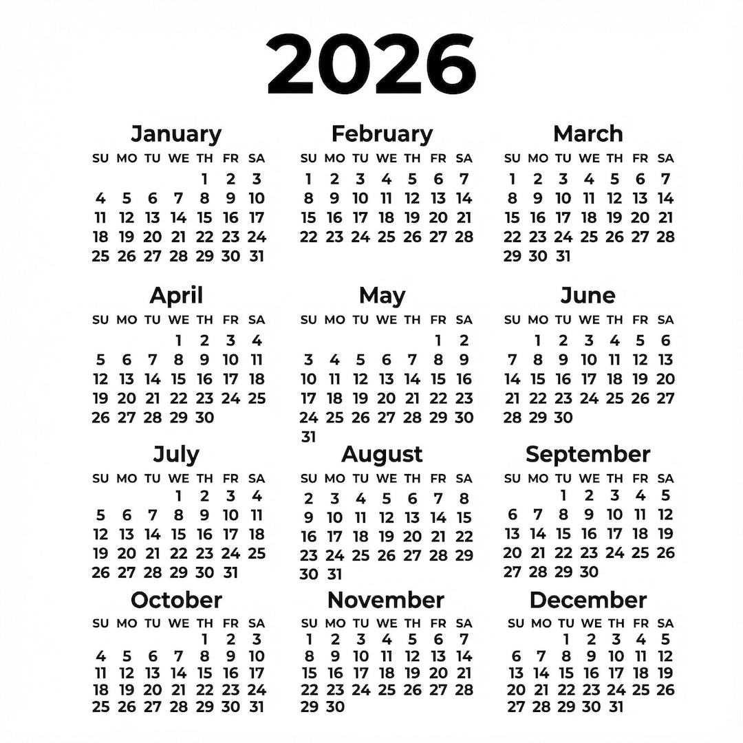 2026 Calendar Printable | Digital Download - Etsy New Zealand