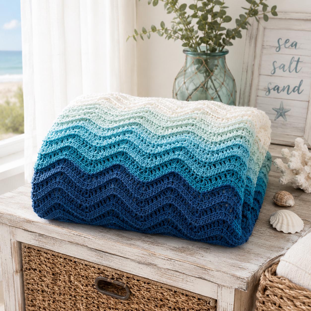 Ocean Waves Ripple Crochet Blanket Pattern Pdf,coastal Ombré Crochet ...