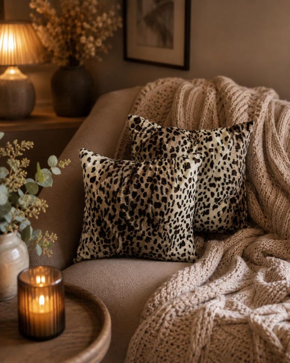 Leopardenmuster Kissen: Handgemachte Animal Print Dekor, Paar