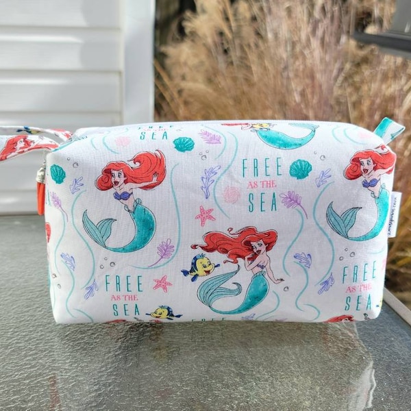 Cute Disney Princess Ariel And Flounder Zipper Box Pouch, Handmade Pouch, Makeup Bag, Pen Bag, Pencil Bag, Zipper Box Pouch, Crafts Supplies