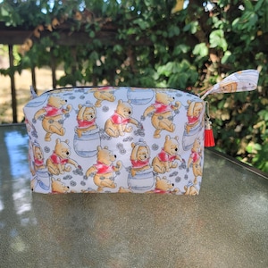 Cute Disney Winnie The Pooh  Box Pouch, Handmade Boxy Pouch, Makeup Bag, Cosmetic Bag, Back to school Box Bag, Crafts Supplies Box Pouch