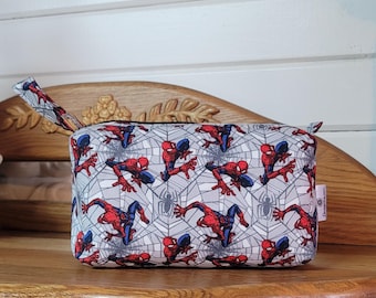 Handmade Spiderman Zipper Pouch: Cotton Makeup, Pen & Pencil Bag