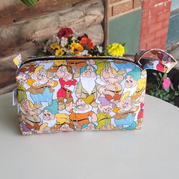 The Seven Dwarfs Zipper Box Pouch, Handmade Box pouch, Travel bag, Makeup Bag, Pen Bag, Pencil Bag,
