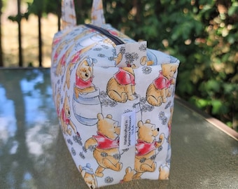 Cute Disney Winnie the Pooh Box Pouch, Handmade Boxy Pouch, Makeup