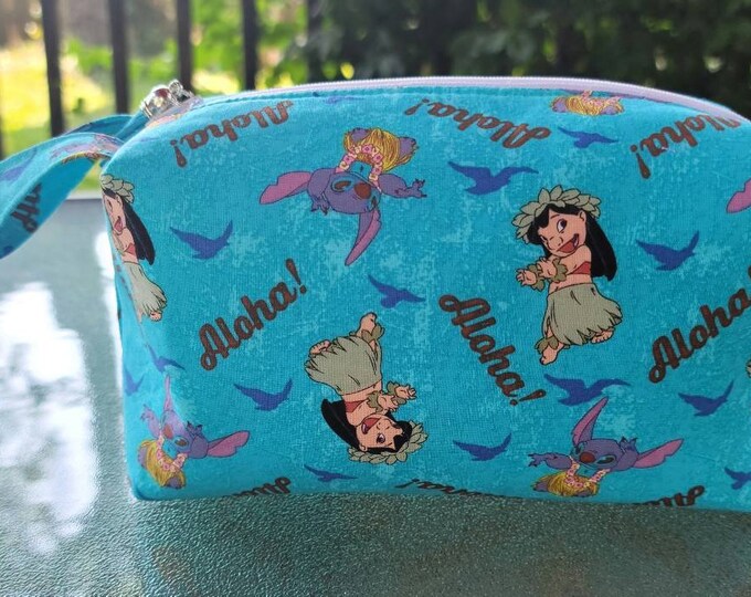 Cute Disney Lilo Stitch Zipper Box Pouch, Handmade Pouch, Makeup Bag