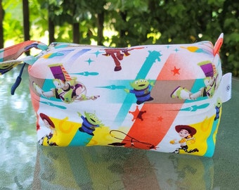 Handmade Disney Toy Story Zipper Box Pouch, Cotton Makeup Bag