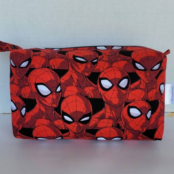 Cute Spiderman Zipper Box Pouch, Handmade Pouch, Makeup Bag,Pen Bag,Pencil Bag ,Crafts Supplies Box Pouch