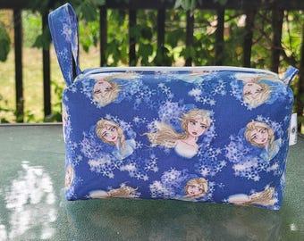 Handmade Frozen Elsa Box Pouch: Cotton Zipper Bag