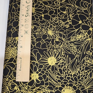 Gilded Metallic Ink Gold Floral - Gold Floral on Black