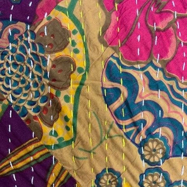 Kantha - Bright Multi Pieced  - Imported from India, shipping from Pennsylvania