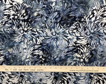 Batiks Splatter Steel Sapphire, Black and grey batik
