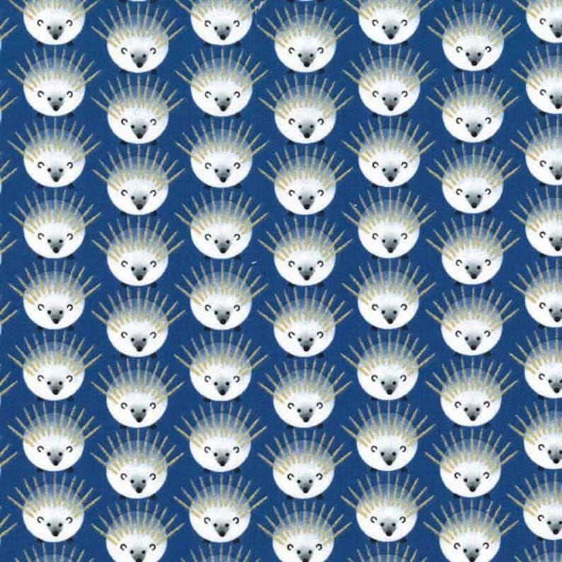 Cadet Navy OR Blue -Hedgehog fabric by Michael Miller 3 colors -Quills with metallic gold- Bubblegum pink