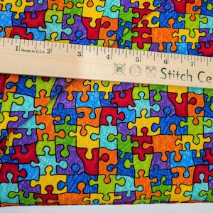 Bright Puzzle Pieces - Autism Awareness Fabric